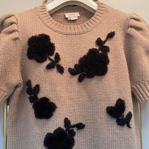 Kate Spade wool knit puff 3/4 sleeve sweater Tan size XS/SMALL - Picture 6 of 12